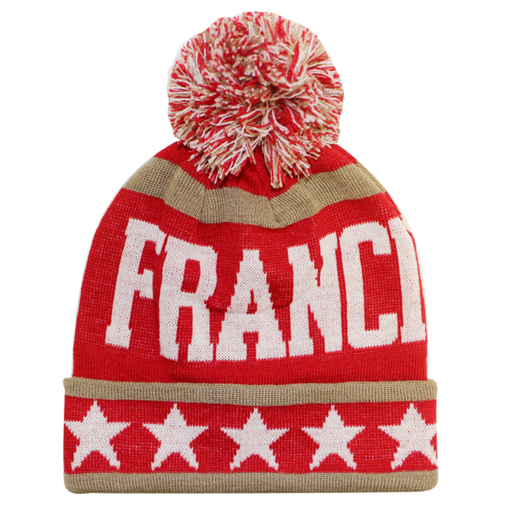 San Francisco City Hunter USA Large Stars Style Men's Winter Hats (Red/Khaki)