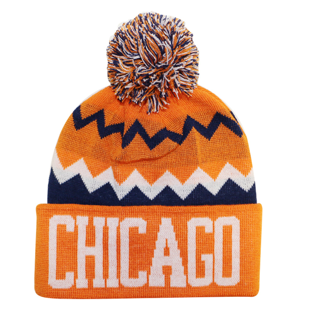 Chicago City Hunter USA Chevron Zigzag Style Men's Winter Hats (Orange/Navy)