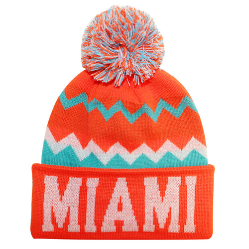 Miami City Hunter USA Chevron Zigzag Style Men's Winter Hats (Orange/Aqua)