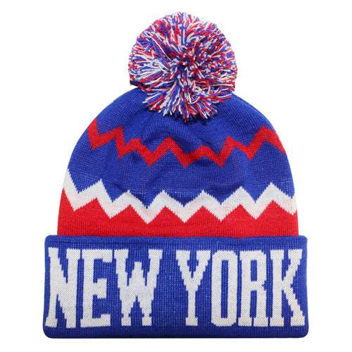 New York City Hunter USA Chevron Zigzag Style Men's Winter Hats (Royal/Red)