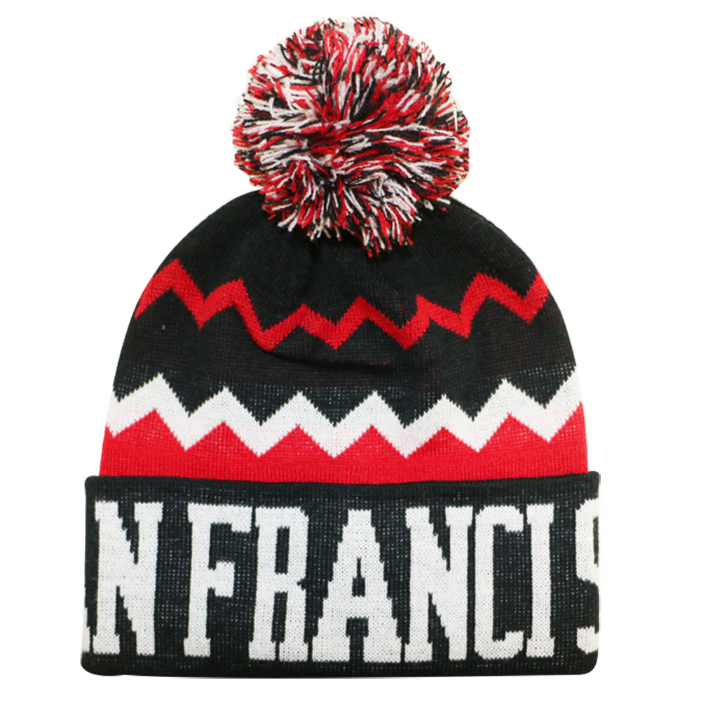 San Francisco City Hunter USA Chevron Zigzag Style Men's Winter Hats (Black/Red)