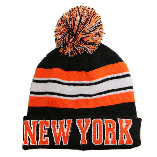 New York City Hunter USA Striped Men's Winter Hats (Dark Gray/Orange)