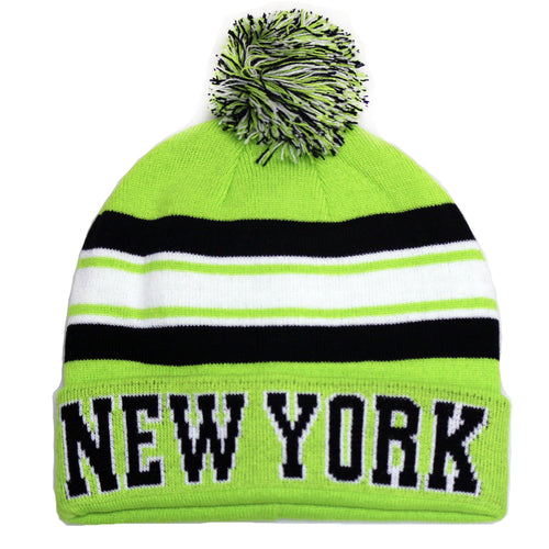 New York City Hunter USA Striped Men's Winter Hats (Green/Black)