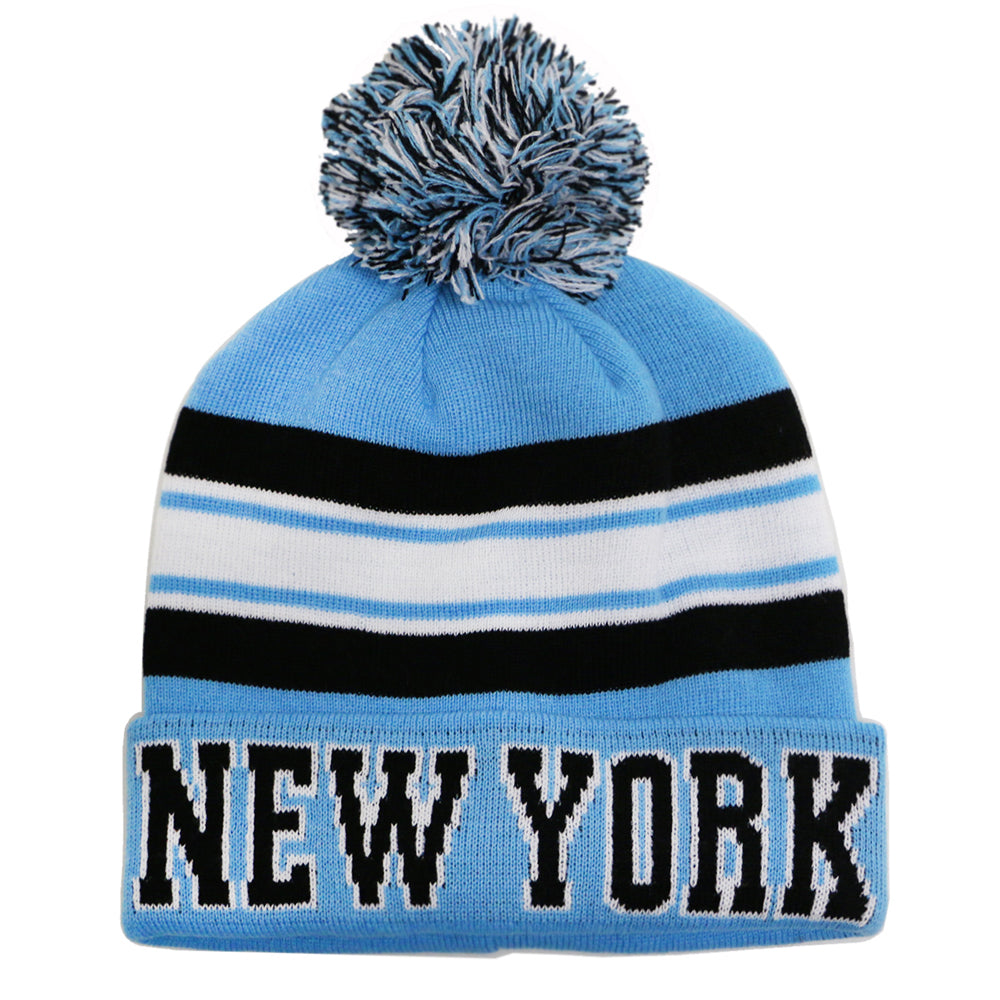 New York City Hunter USA Striped Men's Winter Hats (Teal/Black)
