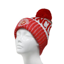 San Francisco Men's Winter Knit Original Pom Beanie (Red/Khaki)