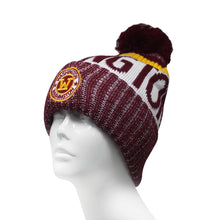 Washington Men's Winter Knit Landmark Patch Pom Beanie (Burgundy/Gold)