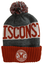 Wisconsin Blended Colors Men's Winter Knit Pom Beanie Hat (Red/White)