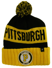 Pittsburgh Men's Blended Stripe Winter Knit Pom Beanie Hat (Black/Gold)