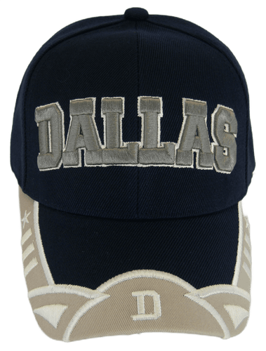 Dallas Texas Men's Stars & Stripes Adjustable Baseball Cap (Script Navy/Gray)