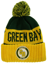 Green Bay GB Patch Cuff Knit Winter Beanie Hat (Green/Gold)