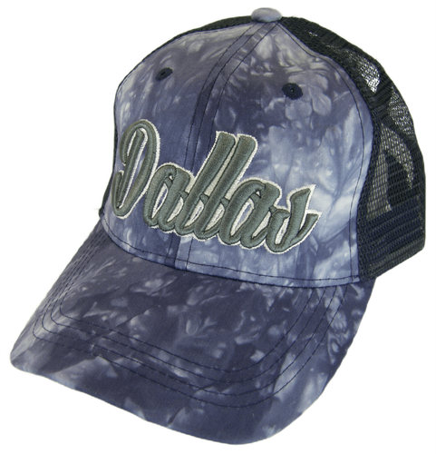 Dallas City Name Tie Dye Summer Mesh Adjustable Baseball Cap (Blue)