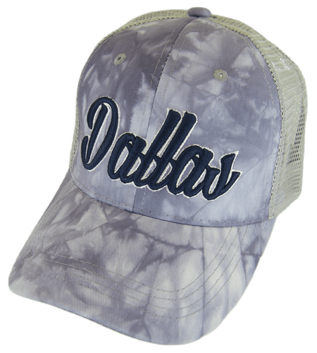 Dallas City Name Tie Dye Summer Mesh Adjustable Baseball Cap (Gray)