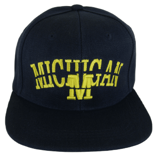 Michigan Split Font Snapback Baseball Cap (Navy)