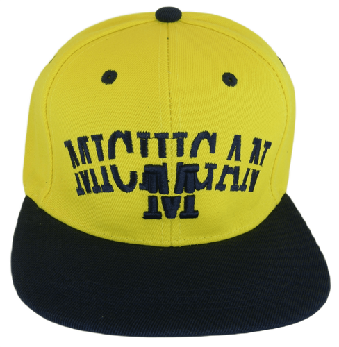 Michigan Split Font Snapback Baseball Cap (Gold/Navy)