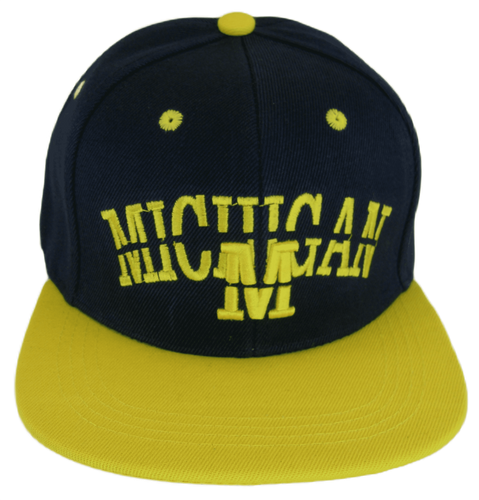 Michigan Split Font Snapback Baseball Cap (Navy/Gold)