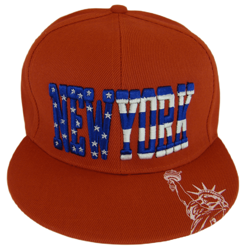 New York City Statue of Liberty Patriotic Snapback Baseball Cap (Red)