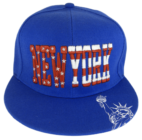 New York City Statue of Liberty Patriotic Snapback Baseball Cap (Royal)