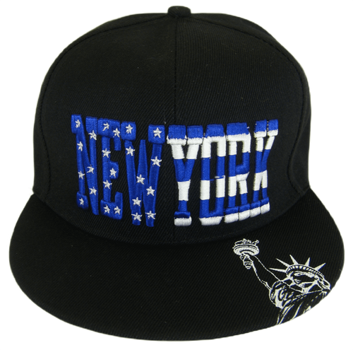 New York City Statue of Liberty Patriotic Snapback Baseball Cap (Black)