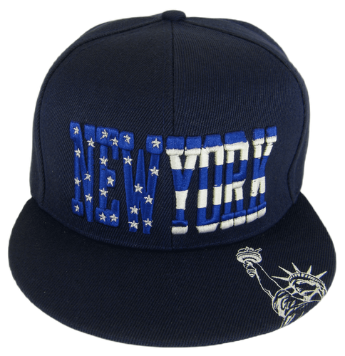 New York City Statue of Liberty Patriotic Snapback Baseball Cap (Navy)