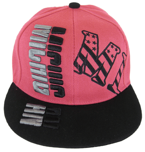 Michigan Raised Text Adjustable Snapback Baseball Cap (Pink/Black)