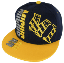 Michigan Raised Text Adjustable Snapback Baseball Cap (Navy/Gold)