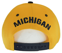 Michigan Raised Text Adjustable Snapback Baseball Cap (Gold/Navy)