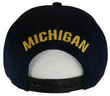 Michigan Raised Text Adjustable Snapback Baseball Cap (Navy/Black)