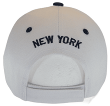 New York Window Shade Font Men's Adjustable Baseball Cap (White/Navy)