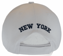 New York City Men's Banner on Bill Adjustable Baseball Cap (White/Navy)