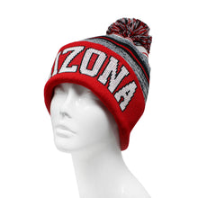 Arizona Blended Colors Men's Winter Knit Pom Beanie Hat (Red/White)