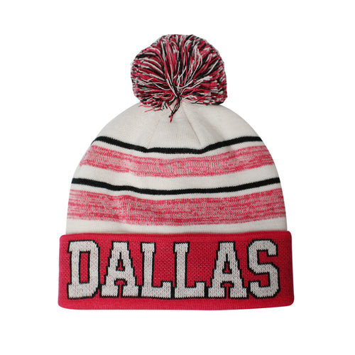 Dallas Blended Colors Men's Winter Knit Pom Beanie Hat (Fuschia/White)