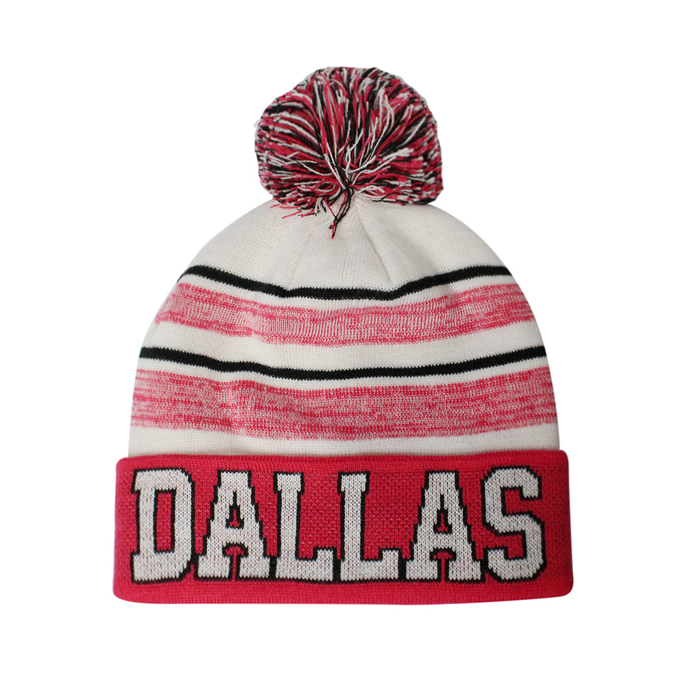 Dallas Blended Colors Men's Winter Knit Pom Beanie Hat (Fuschia/White)