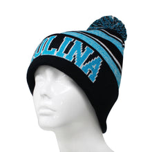 Carolina Men's Blended Stripe Winter Knit Pom Beanie Hat (Black/Teal)