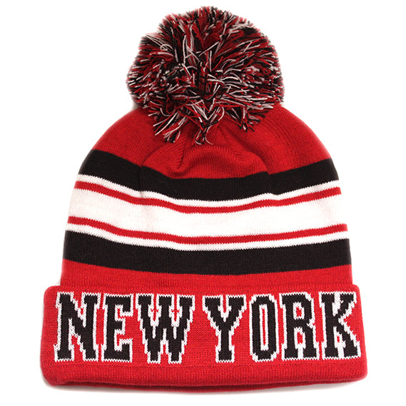 New York City Hunter USA Striped Men's Winter Hats (Red/Black)