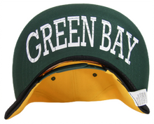 Green Bay Bold Script Men's Adjustable Snapback Baseball Caps (Gold/Green)